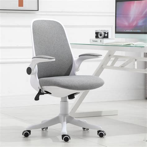 Vinsetto Chaise de bureau tissu lin hauteur réglable pivotante 360