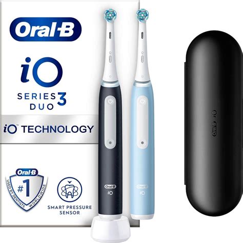 Oral B Io3 Matt Black And Ice Blue Duo Pack Travel Case • Price