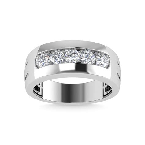 Diamond 1 Ct Tw Mens Wedding Band In 10k White Gold Unclaimed Diamonds