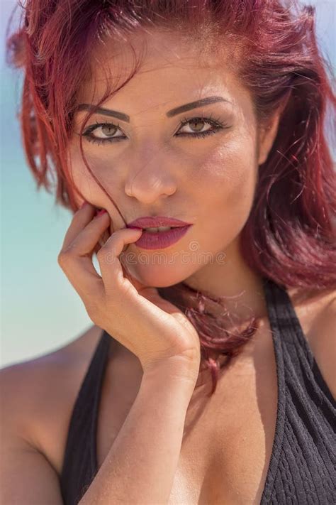 Hispanic Brunette Model At The Beach Stock Image Image Of Healthy Emotion