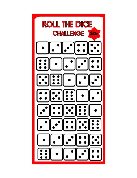 Printable Roll The Dice Savings Challenge Printable Savings Challenge