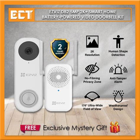 Ezviz DB2 3MP 2K 5MP 2K Smart Home Battery Powered Video Doorbell