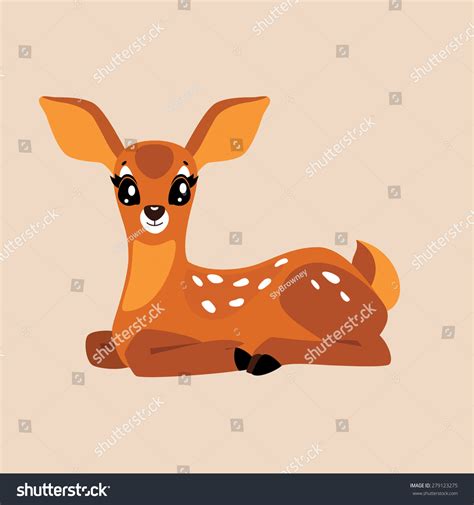 Cute Cartoon Baby Deer Vector Illustration Stock Vector 279123275