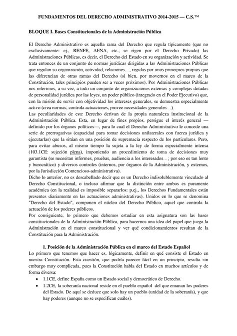 Administrativo BLOQUE I Bases Constitucionales de la Administración