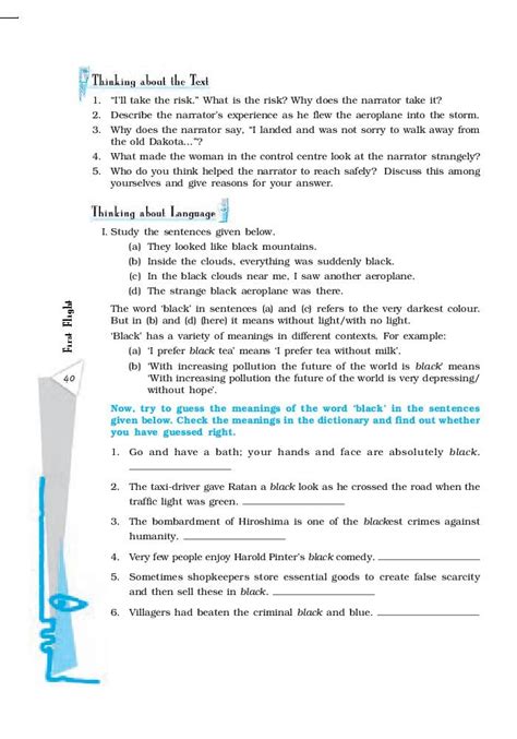 Ncert Book Class 10 English Chapter 3 Two Stories About Flying His First Flight Black