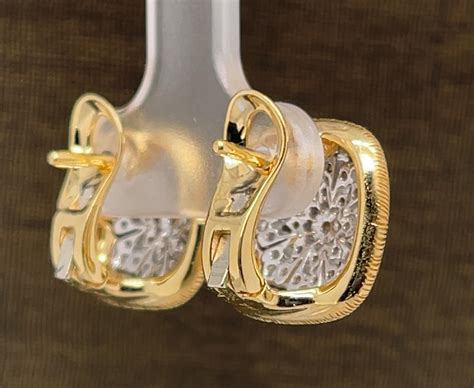 Florentine Diamond French Clip Earrings in 18k Yellow and White Gold ...