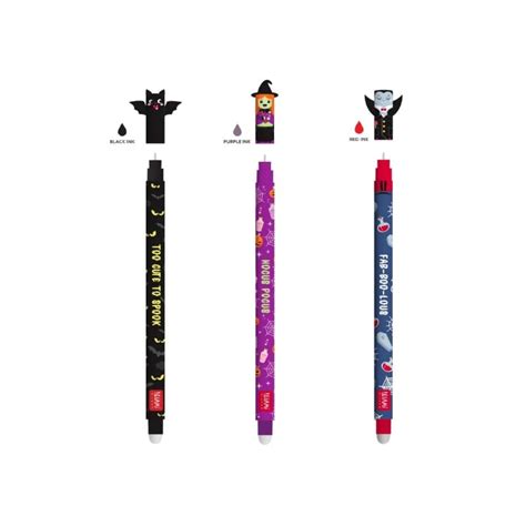 Lot de 3 stylos à encre gel effaçable Legami Halloween Cultura