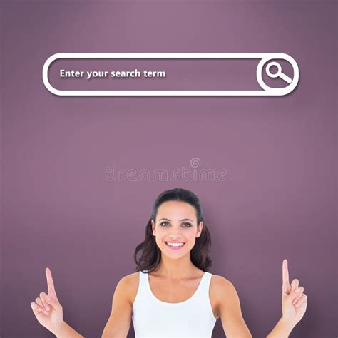 Composite Image Of Pretty Brunette Pointing With Fingers Stock Image Image Of Attractive