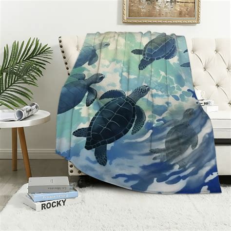 Aristuring Sea Turtle Sherpa Blanket Comfort Super Soft Print Throw