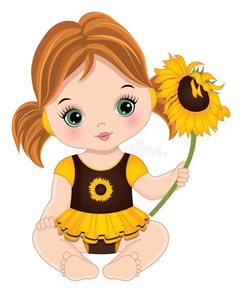 Vectorial Linda Beb Pelirroja Con Girasol Ilustraci N Del Vector