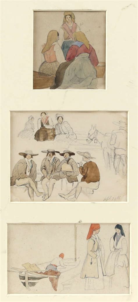 Arthur Glennie British 1803 1890 Three Pencil And Watercolour