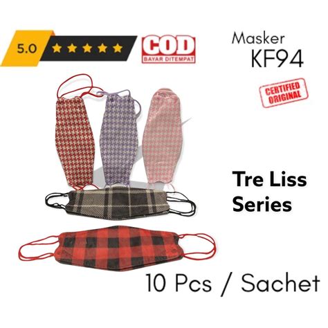 Jual Isi 10 Pcs MOUSON Masker DEWASA KF94 TRE LISS TRELIS TRELISS