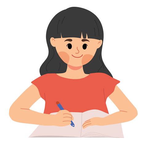 Woman Journaling And Writing On A Book Illustration 9572021 Vector Art