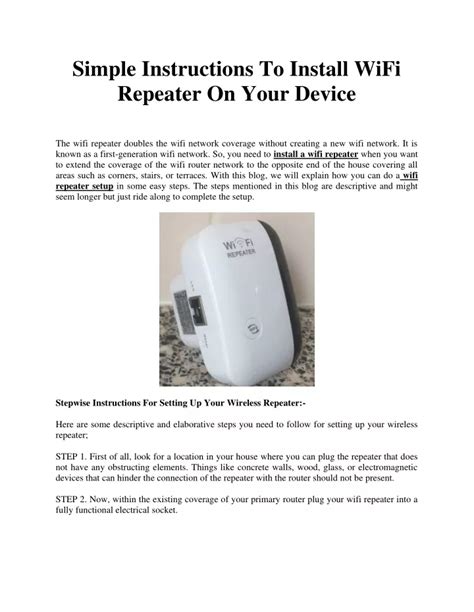 Ppt Simple Instructions To Install Wifi Repeater On Your Device Powerpoint Presentation Id