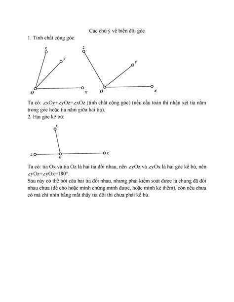 Các Chú ý Về Biến đổi Góc Fvs Các Chú ý Về Biến đổi Góc 1 Tính Chất Cộng Góc X O X Y Z O Z