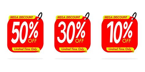 Big discount sticker label set. Discount labels with 30, 10, 50 percent ...