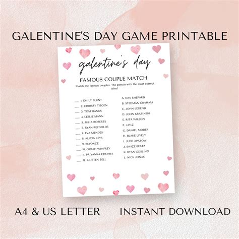 Galentine S Day Printable Game Famous Couples Valentine S Day Activities Adult Party Games