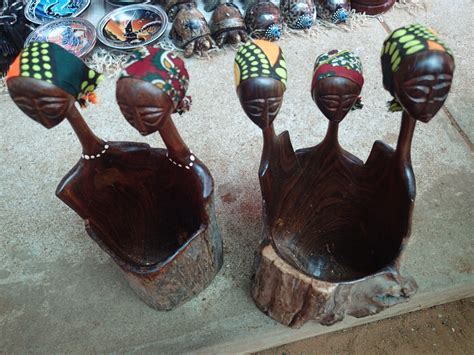 African People Pot Wood Carving From Maputo Mozambique