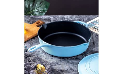 Enameled Cast Iron Skillet Deep Sauté Pan With Lid 12 Inch Groupon