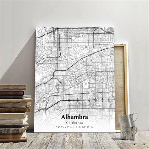 Alhambra City Map Print, Alhambra California Map Poster, USA City ...