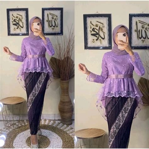 Jual FREE HIJAB Setelan Kebaya Aurora Tille Modern Kebaya Kartini