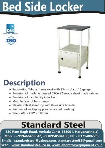 Vertical White Steel Hospital Bedside Table Size 14x14x32 At 3000