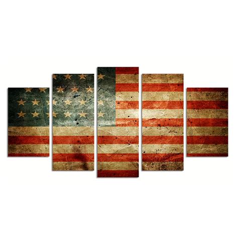 Vintage American Flag Canvas Prints Wall Art Retro Style Patriotic ...