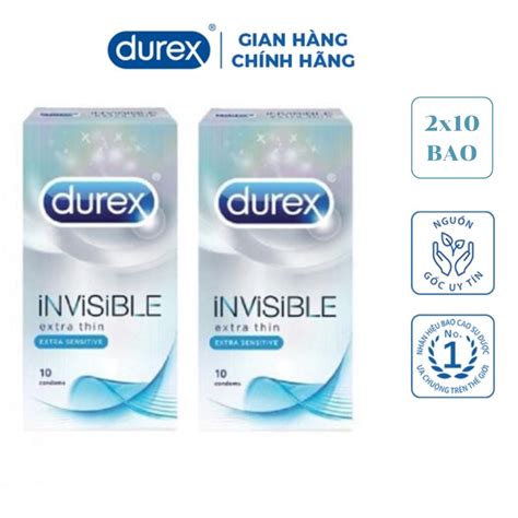 Combo 2 hộp bao cao su Durex Invisible Extra Thin Extra Lubricated 10