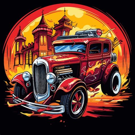 Premium Vector Vector Illustration Of Hot Rod With Pub Game