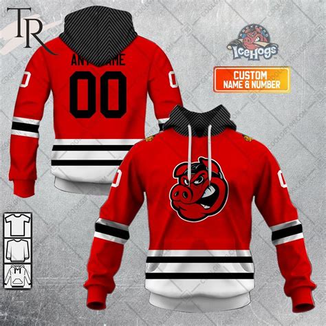 Personalized AHL Rockford IceHogs Color Jersey Style Hoodie - Torunstyle