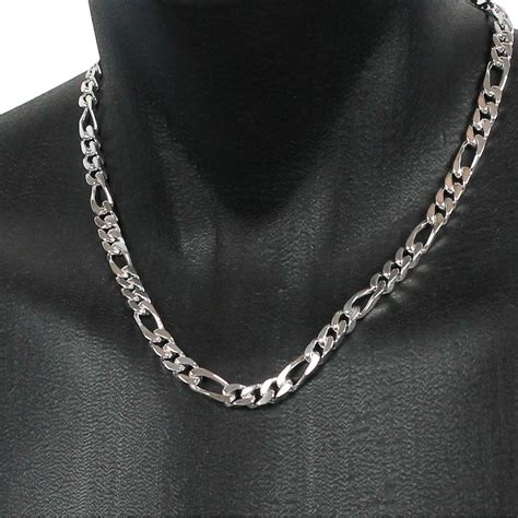 Ketten Chaine Collier Large Homme Maille Figaro Cm Argent Neuf