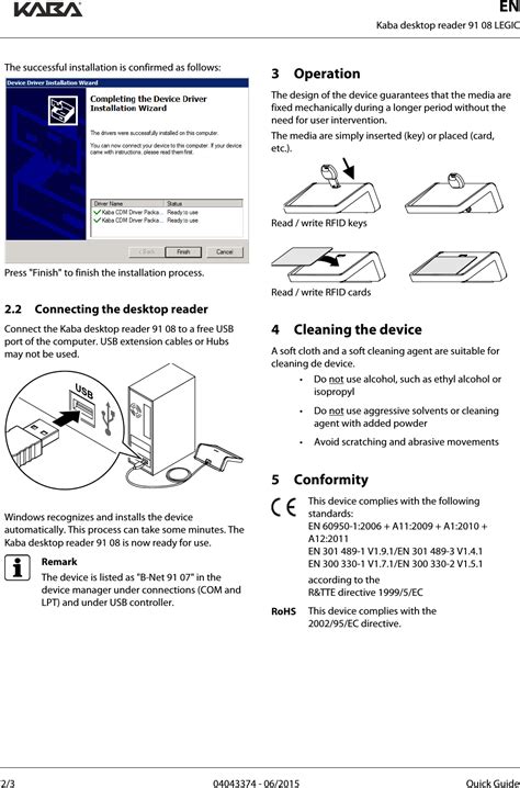 Kaba L Desktop Reader User Manual