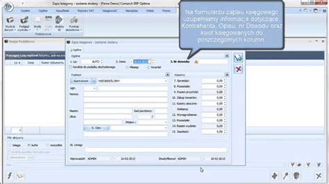 Comarch Erp Optima Ksi Ga Podatkowa Zapis Do Kpir Youtube