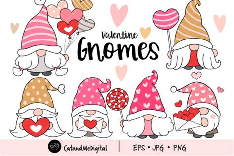 Valentine Gnome Clipart Graphic By Catandme · Creative Fabrica