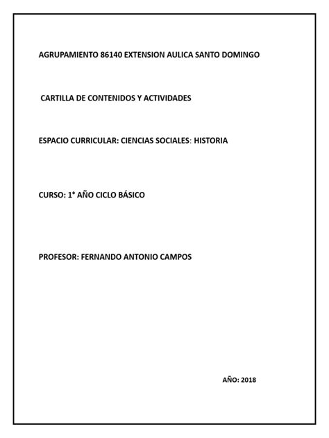 Historia 1 Cartilla Pdf Homo Evolución