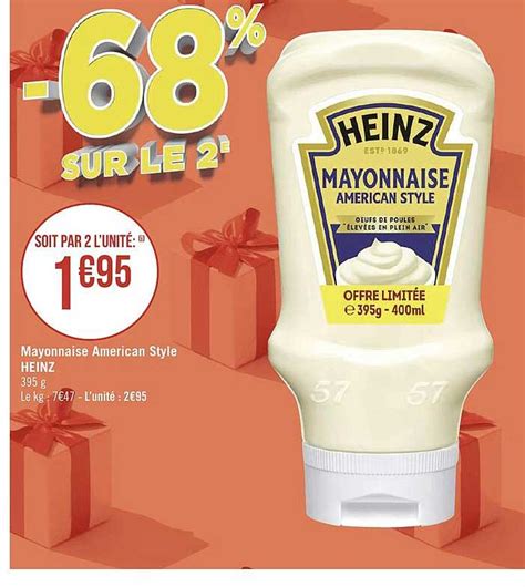 Offre Heinz Mayonnaise American Style 2ème Flacon à 60 chez Cora