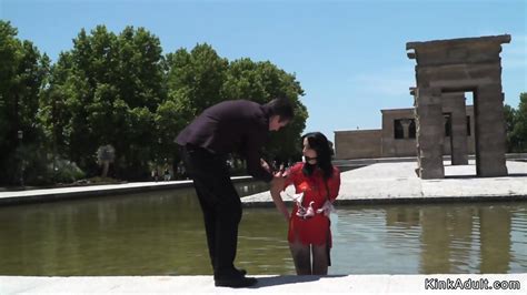 Brunette Ass Caned And Spanked In Public