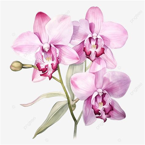 Orchid Watercolor On The Illustration Orchid Flower Nature Png