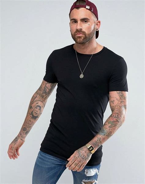 Asos Longline Muscle T Shirt With Crew Neck In Black Black Mens