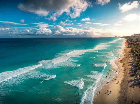 Aerial View of the Coast in Cancun, Mexico · Free Stock Photo