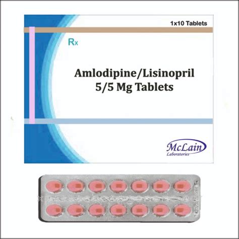 Amlodipine 5 Mg Lisinopril 5 Mg Packaging Size 10 14 Blister At Rs