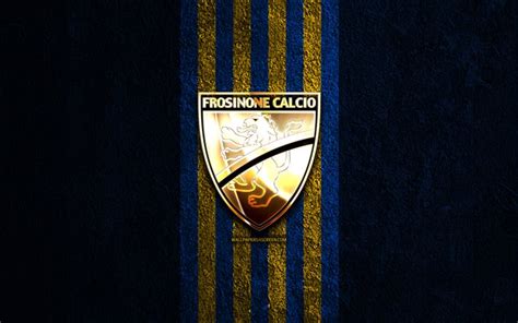 Download Frosinone golden logo, 4k, blue stone background, Serie B ...