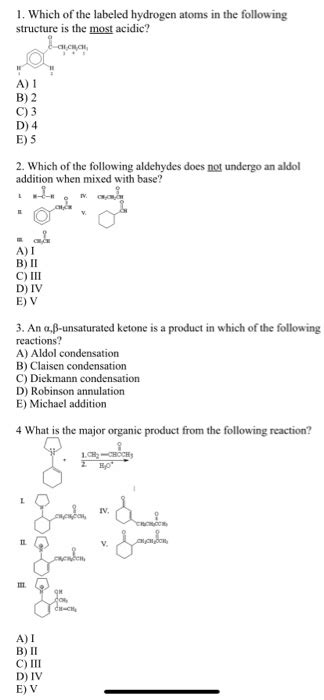 Solved 1 Which Of The Labeled Hydrogen Atoms In The Chegg