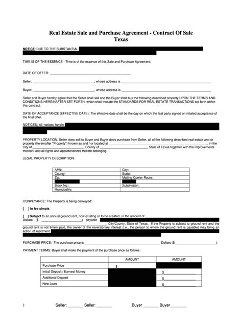 Texas Purchase Agreement Printable Fill Online Printable Fillable