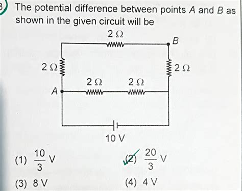 The Potential Difference Between Points A And B As Shown In The Given Cir