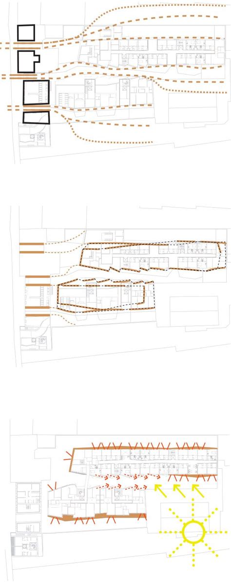 Three Diagrams Showing The Various Sections Of A Building With