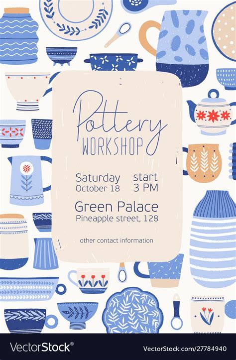 Pottery Workshop Poster Template Hand Vector Image On VectorStock