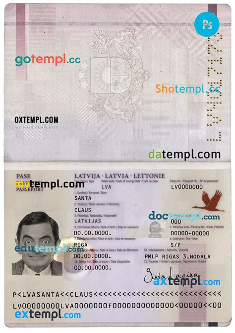 Latvia Passport Psd Files Editable Scan And Photo Realistic Look