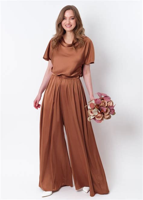 Copper Gold Silk Infinity Jumpsuit Silk Jumpsuit Bridesmaid Jumpsuit