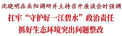 沈晓明在岳阳调研：扛牢“守护好一江碧水”政治责任，抓好生态环境突出问题整改发展情况产业